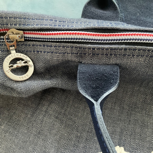 SOLD! Longchamp Navy Denim Horse Jockey Purse - Picture 11 of 16
